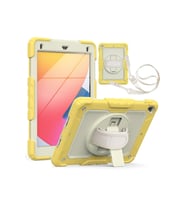 Apple iPad 5. 6. Nesil 2017 2018 9.7" inch Strap Tablet Kılıfı Ekran Koruyuculu Kalemlikli 360°Döner Darbeye Dayanıklı (Sarı)