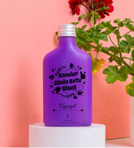 Anneler Günü Kişiye Özel 200ML Mor Cam Şişe Freshleaf Limon Kolonyası
