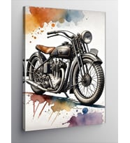 Kanvas Tablo Vintage Motosiklet ve Renk Darbeleri