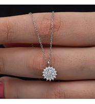 Minimal Yuvarlak Anturaj Zirkon Taşlı  925 Ayar Gümüş Kadın Kolye