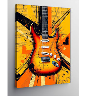 Kanvas Tablo Renkli Elektrik Gitarı