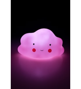 Pembe Silikon Bulut Gece Lambası, LED Işıklı, Yumuşak ve Şık Tasarım (Krem)