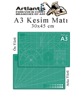 Kesim Matı A3 30x45 cm Çift Taraflı 1 Adet Çizim Matı Kesme Madı Kesim Tablası Kesim Altlığı (Yeşil)