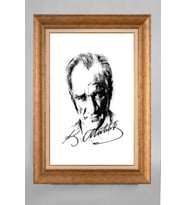 Altın Varaklı Paspartulu Çerçeveli Atatürk Tablo nt658