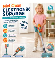 Mini Clean Elektronik Oyuncak Süpürge Sesli 2’si 1 Arada Çocuk Süpürgesi Eğitici Evcilik Oyuncağı