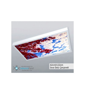 60x120 Gökyüzü Panel Avize, 106watt Led, Sıva Üstü, Kolay Montaj Led Panel, Kırmızı Ağaç Avize