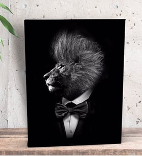BK Gift Nordic Gentle Lion Tasarımlı Dekoratif Mini Kanvas Tablo 15x20cm-1