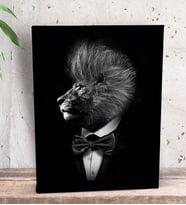 BK Gift Nordic Gentle Lion Tasarımlı Dekoratif Mini Kanvas Tablo 15x20cm-1