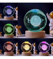 Wolawood Kristal Cam Kar Küresi 3D Renk Değiştiren Rgb'li Doğal Ahşap Standlı USB Kablolu LED Işıklı Lamba Seti Konsept Dekoratif Hediyelik Eşya Top Dekor Özel Premium Seri