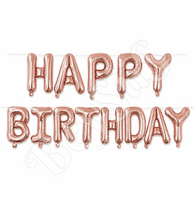 Happy Birthday Folyo Banner Rose Gold