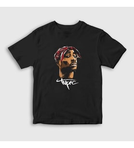 Presmono Unisex Çocuk Siyah Cool Tupac Shakur T-Shirt 45766tt