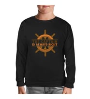 The Captain and Ship Helm Siyah Çocuk Sweatshirt