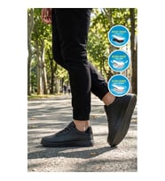 Walkway 158 M Bağlı ( Büyük Numara ) Siyah Erkek Günlük Ayakkabı
