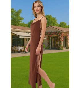 Kadın Yazlık Örme Bodycon Plaj Elbise Derin Yırtmaçlı Maxi Özenle Seçilmiş Özel Tasarım