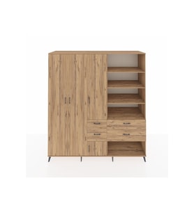 Kronos Dolap 14 Raflı 4 Çekmeceli 4 Kapaklı 220x59x243 Çam-Çam/Çam