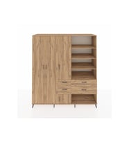Kronos Dolap 14 Raflı 4 Çekmeceli 4 Kapaklı 220x59x243 Çam-Çam/Çam