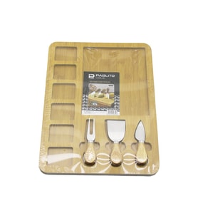 DİKDÖRTGEN 6+1 BÖLMELİ MDF KAHVALTI PEYNİR SUNUM PANOSU 3 BIÇAK=AHŞAP SAP 30X39.5CM (5680)