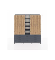 Arges Dolap 9 Raflı 10 Çekmeceli 2 Askılı 220x30x243 Antrasit-Çam/Antrasit