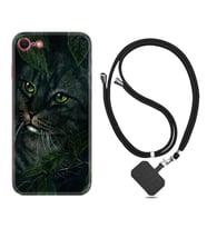Apple iPhone 5 6 7 8 Plus Se XR Kılıf Boyun Askılı Silikon Flowers Cat 1345