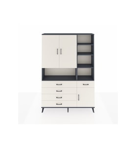 Arges Gardrop 8 Raflı 5 Çekmeceli 3 Kapaklı 132x30x195 Antrasit-Aytaşı