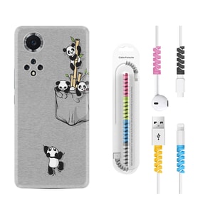 Huawei Nova Y70 Y90 Nova 9 SE  Kılıf Kablo Koruma Spiral Silikon Pandalar 1798