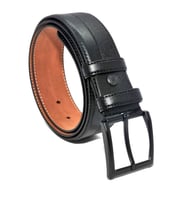 Siyah Suni Deri Desenli 4 cm.lik Klasik Kemer - 7400-01-21M