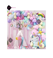 3 Harfli 7 Yaş Karakterli Unicorn Temalı İyi Ki Doğdun Makaron Balon Doğum Günü Parti Kutlama Seti