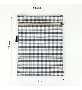 Woodycord El Yapımı Gabardin Kitap ve Tablet Kılıfı - Ekoseli Tasarım (21x27 cm)