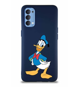 Oppo Reno 4 Soft Premier Kapak Donald Duck-C Tasarımlı Silikon Kılıf - Lacivert (Şeffaf)