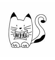Hello Kedi Sticker Siyah 20x20 cm