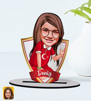 BK Gift Kişiye Özel İsimli Kız Çocuk Karikatürlü Ahşap Biblo Model-2