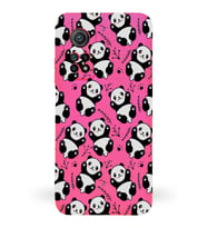 Xiaomi Mi 10T Uyumlu Lansman Kılıf Panda Tasarımlı İçi Kadife Kapak-Neon Pembe (Şeffaf)