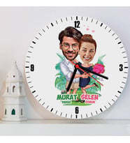 Sevgiliye Hediye Kişiye Özel Egzotik Aşıklar Karikatürlü Duvar Saati