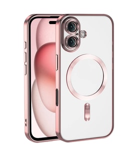 Lexroo iPhone 16 Plus Kılıf Kamera Korumalı M-safe Wireless Şarj Özellikli Demre Kılıf - Rose Gold