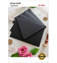 Siyah Zarf Davetiye Zarfı 13x18 cm 50 Adet