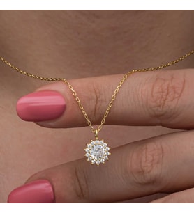 925 Ayar Gümüş Gold Minimal Yuvarlak Anturaj Kadın Kolye