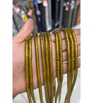 Hematit Taşı Dalgalı Kesim Parlak Gold 6x2mm Doğal Taş Dizi