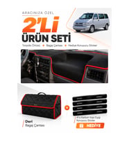 e-biz VOLKSWAGEN TRANSPORTER T4 (1990-2003) Uyumlu Torpido + Deri Çanta - Siyah-Kırmızı - VW026