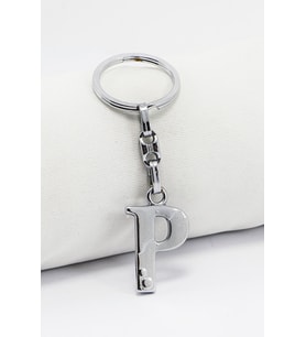 Gümüş Renkli Metal P Harfi Anahtarlık / Harfli Çanta Süsü (Standart)
