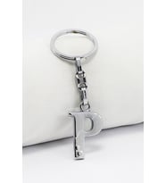 Gümüş Renkli Metal P Harfi Anahtarlık / Harfli Çanta Süsü (Standart)