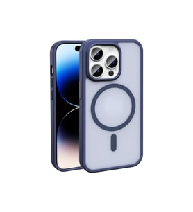Apple iPhone 14 Pro Max Uyumlu Kılıf M-safe Şarj Özellikli Mat Arka Yüzey Zore Sio Kapak (Lacivert)
