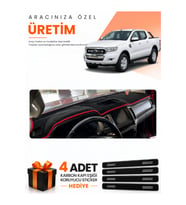 FORD RANGER (2018-2019) Uyumlu Torpido Koruma Örtüsü Oto Kılıfı - Siyah Kırmızı