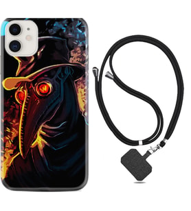 Apple iPhone 11 12 13 Mini Kılıf Boyun Askılı Silikon Karga 1616
