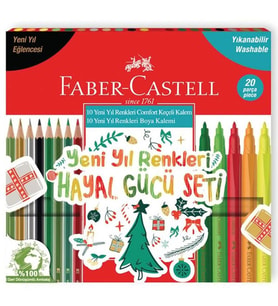 FABER CASTELL YENİ YIL RENKLERİ HAYAL GÜCÜ SETİ COMFORT KEÇELİ KALEM 10 RENK + KURU BOYA KALEMİ 10 R