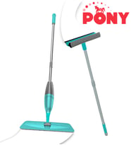 PONY SÜPER 2 Lİ SPREY MOP + TELESKOPİK SAPLI CAM SİLECEĞİ YEŞİL PASPAS TEMİZLİK SETİ