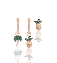 Gümüş rose zirkon taşlı tropikal kombin üçlü küpe seti SGTL11640ROSE