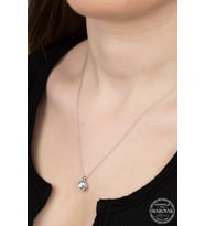 SWAROVSKİ CRYSTAL TEK TAŞ  925 AYAR GÜMÜŞ KOLYE
