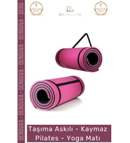 #YogaMatı Profesyonel Yoga Meditasyon Çift Taraflı Kaymaz Taşıma Askılı 10mm Minderi Pembe Siyah Mat