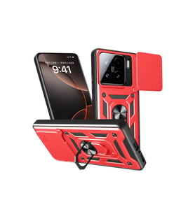 Mi 15 Kılıf Pars Lens Yüzüklü - Kırmızı