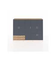 Arges Dolap 12 Raflı 2 Çekmeceli 7 Kapaklı 220x30x163 Çam-Antrasit/Çam